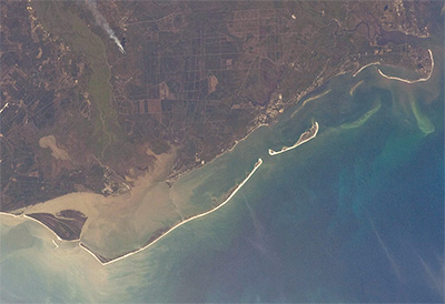 Satellite photo of Apalachicola Bay