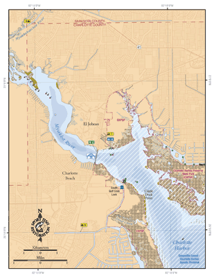 Top Spot Fishing Map N203, Charlotte Harbor Area
