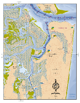 Detailed map of Fernandina Beach and Amelia River