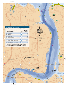 Detailed map of the St. Johns River from Reddie Point to the Fuller Warren Bridge