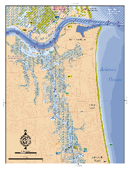 Detailed map the mouth of the St. Johns River and Pablo Creek (Jacksonville Beach)