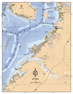Detailed map of the southeast shoreline of Tampa